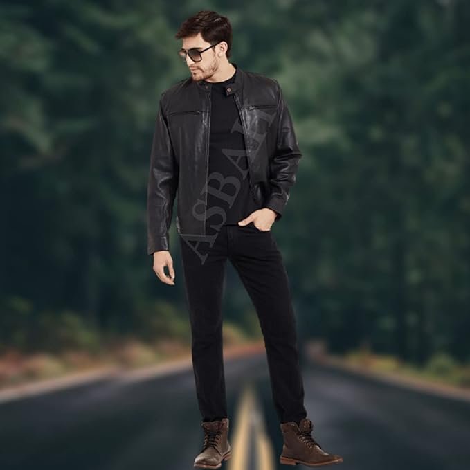 100% Genuine Black Leather Jacket For Mens - Image 2