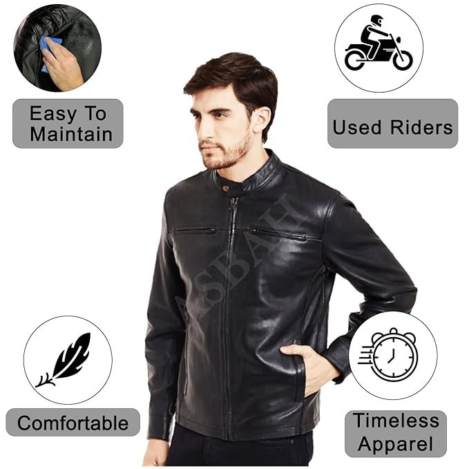 100% Genuine Black Leather Jacket For Mens - Image 3