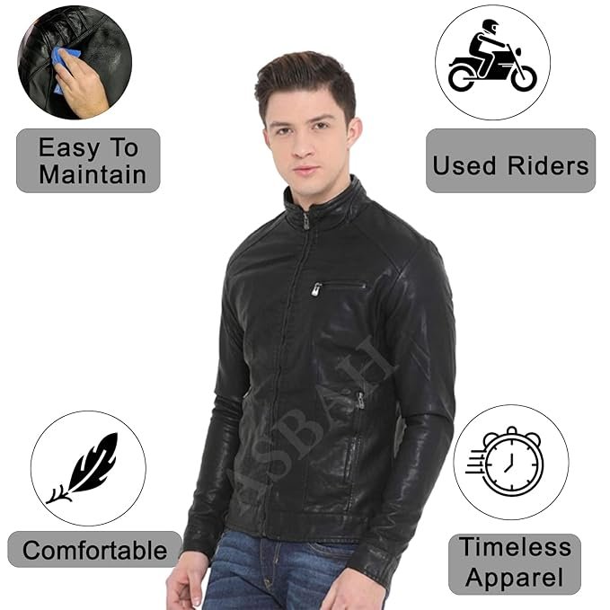 100% Genuine Black Leather Jacket For Mens - Image 2