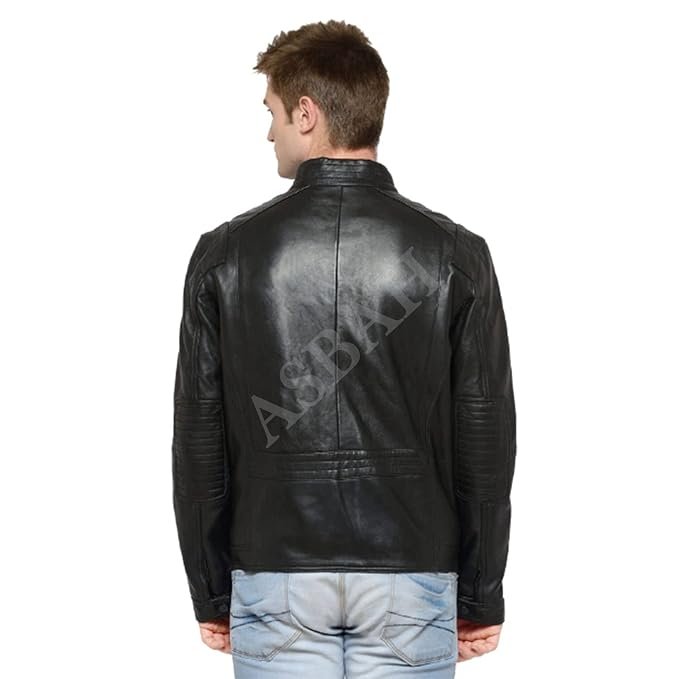 100% Genuine Black Leather Jacket For Mens - Image 4