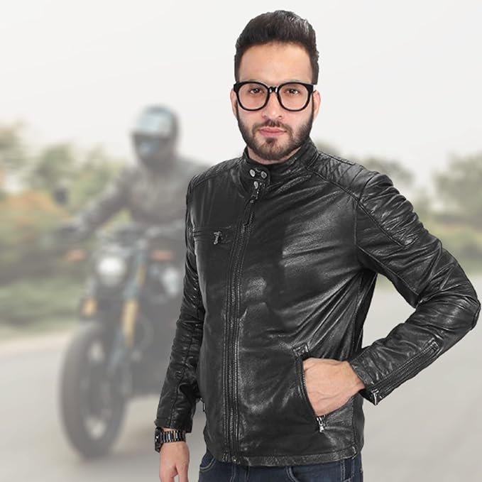 100% Genuine Black Leather Jacket For Mens - Image 3