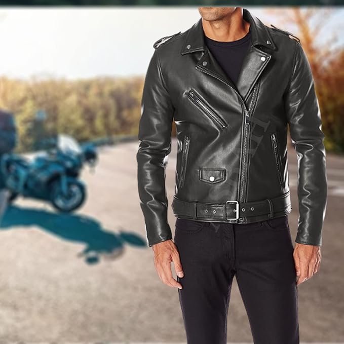 100% Genuine Black Leather Jacket For Mens - Image 2