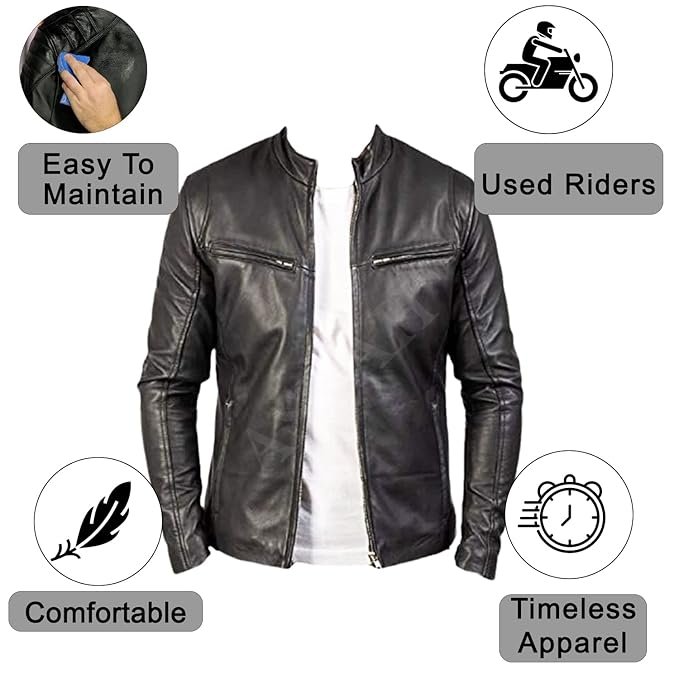 100% Genuine Black Leather Jacket For Mens - Image 2