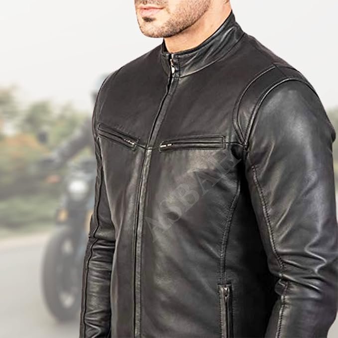 100% Genuine Black Leather Jacket For Mens - Image 3