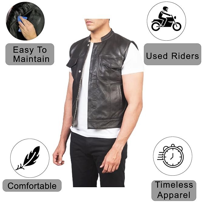 100% Genuine Black Leather Jacket For Mens - Image 2