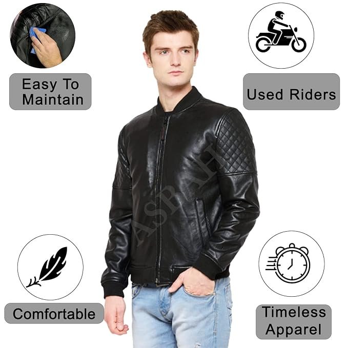 100% Genuine Black Leather Jacket For Mens - Image 2