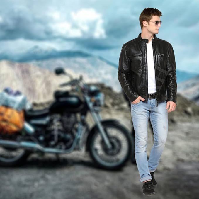 100% Genuine Black Leather Jacket For Mens - Image 3