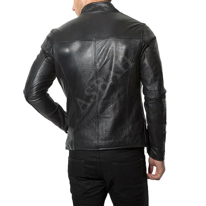 100% Genuine Black Leather Jacket For Mens - Image 3