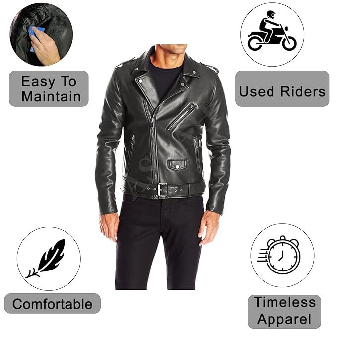 100% Genuine Black Leather Jacket For Mens - Image 3