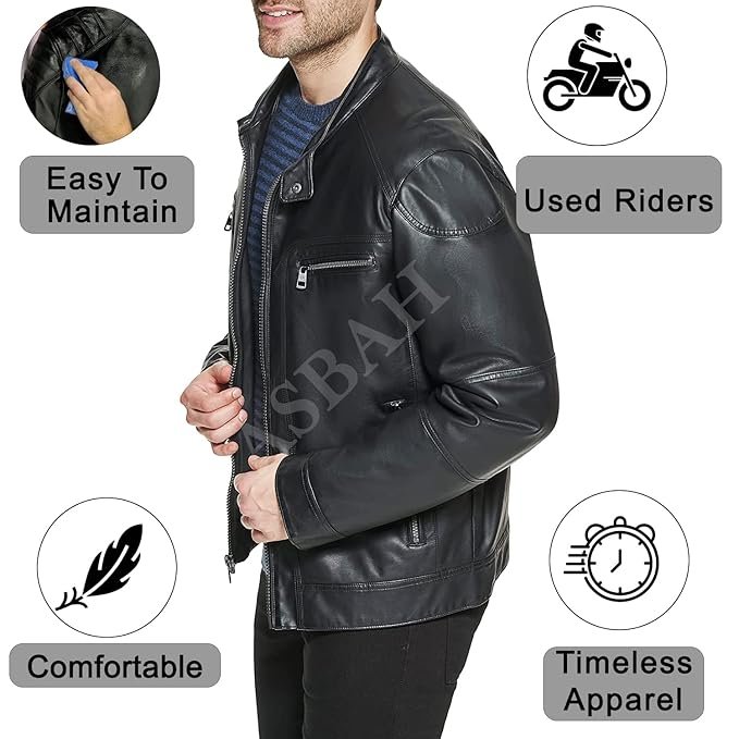 100% Genuine Black Leather Jacket For Mens - Image 3