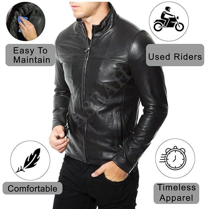 100% Genuine Black Leather Jacket For Mens - Image 2