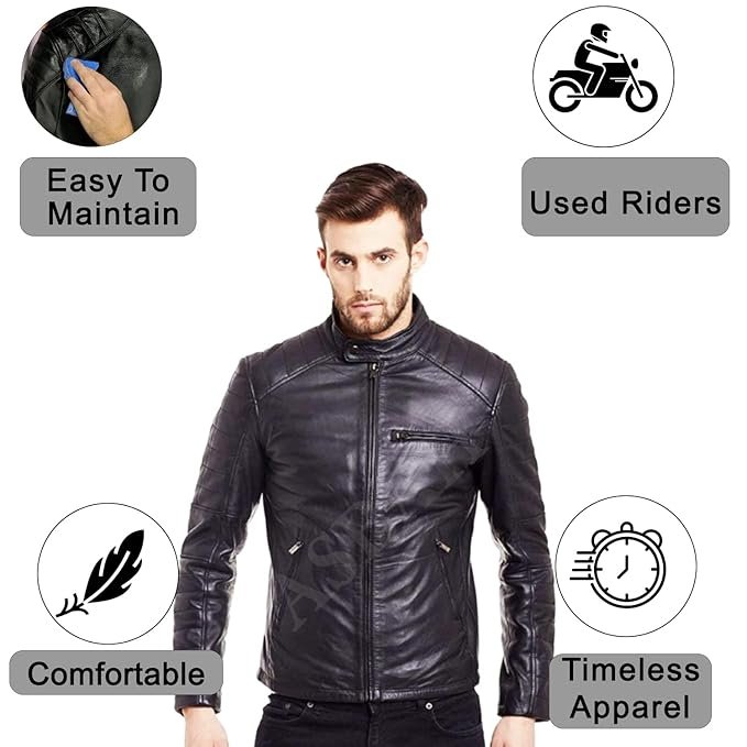 100% Genuine Black Leather Jacket For Mens - Image 2