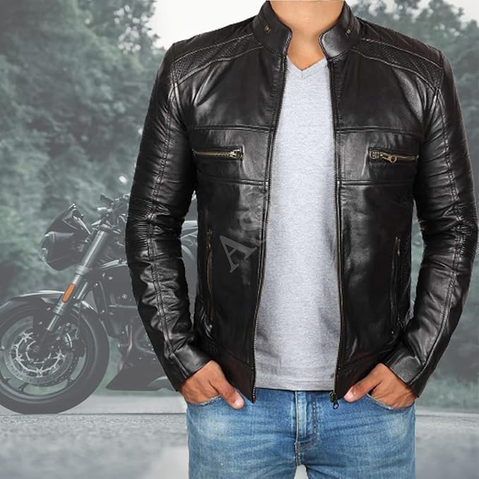 100% Genuine Black Leather Jacket For Mens - Image 3