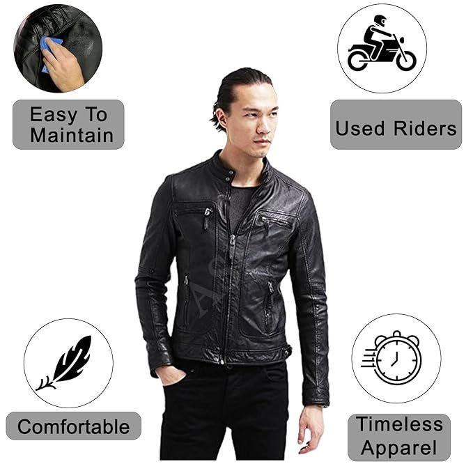 100% Genuine Black Leather Jacket For Mens - Image 3