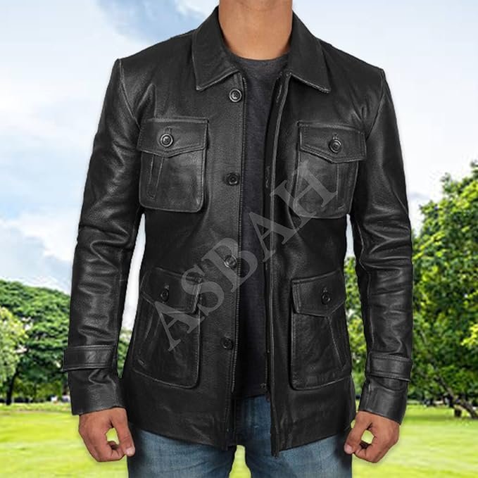100% Genuine Black Leather Jacket For Mens - Image 2